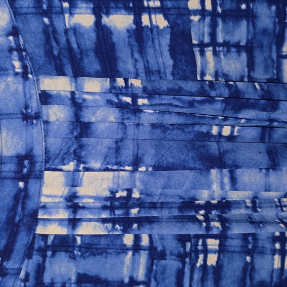 NYDJ Blue/White Watercolor Button 3/4 Sleeve Flowy Blouse Boho Chiffon Size 3x - Picture 11 of 16